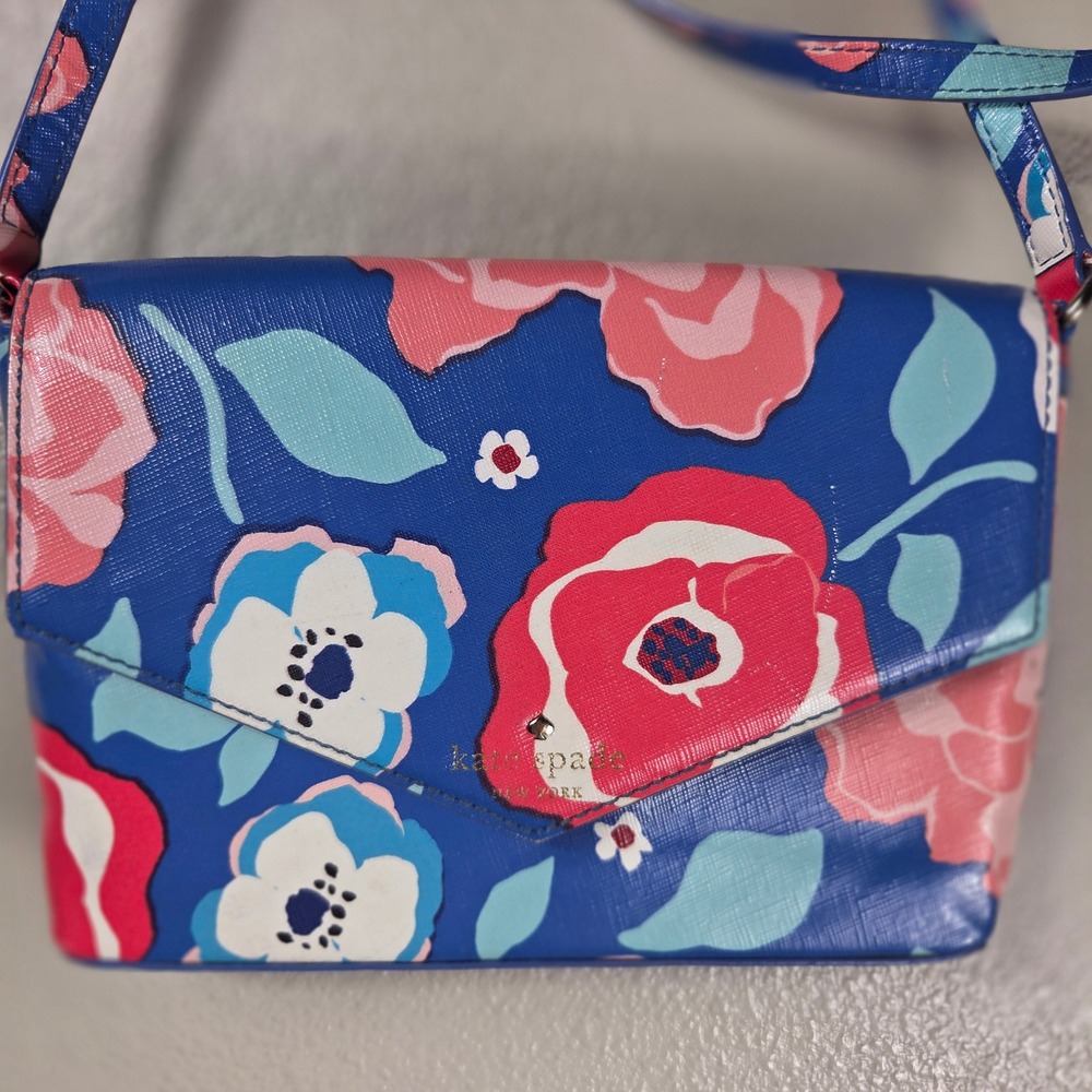 Kate Spade Outlet Sadie Envelope Crossbody Candied Flower Floral Blue